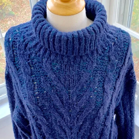 FREE PEOPLE *RARE*midi thick soft alpaca cabled turtleneck sweater dress - Picture 6 of 14